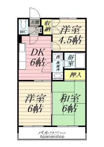 CASA NOA-2(3DK/2階)の間取り写真