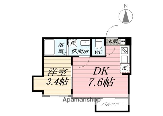 フローレンスベリー愛甲石田(1DK/3階)の間取り写真