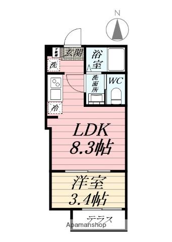フローレンスベリー愛甲石田(1LDK/1階)の間取り写真