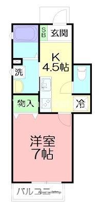 東海岸南ヒルズ(1K/1階)の間取り写真