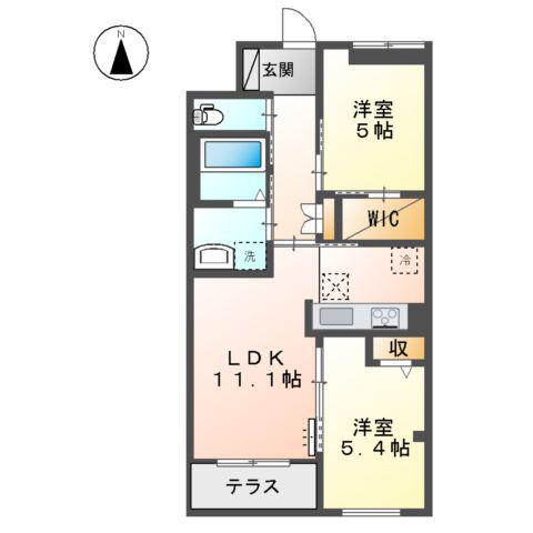 ルーモス(2LDK/1階)の間取り写真