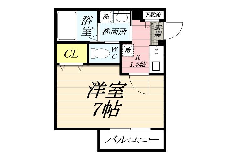 シティースタイル湘南(1K/2階)の間取り写真