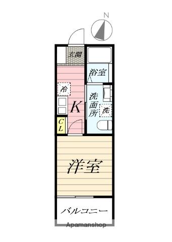 パークサイド平塚(1K/3階)の間取り写真