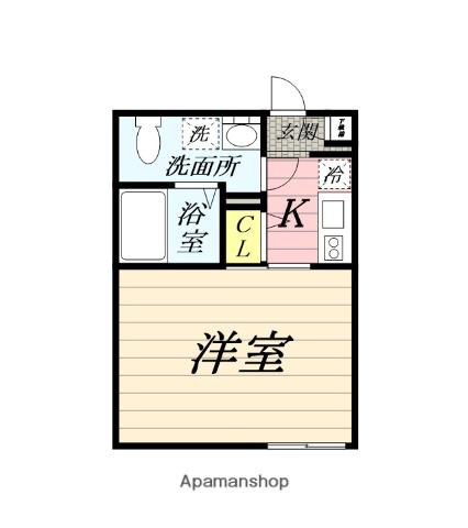 ラフィーネ大和(1K/2階)の間取り写真