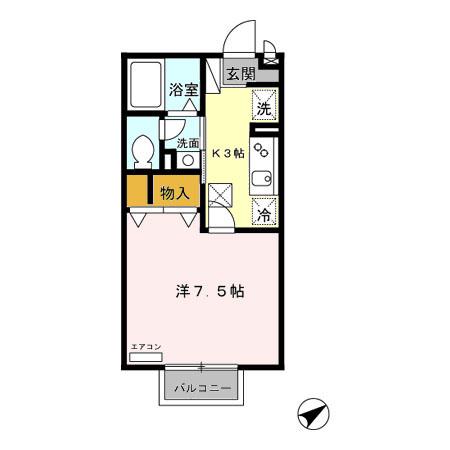 モンターニャ(1K/1階)の間取り写真