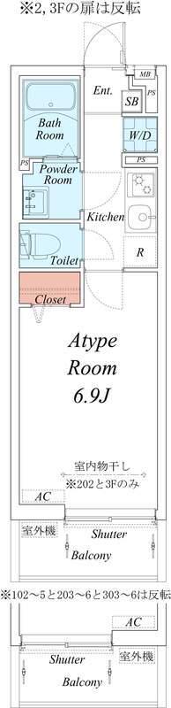 リブリ・厚木旭町Ⅱ(1K/2階)の間取り写真