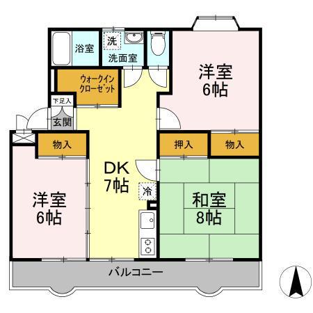 エスポワールいずみ(3DK/1階)の間取り写真