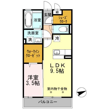 ワイズハウス(1LDK/3階)の間取り写真