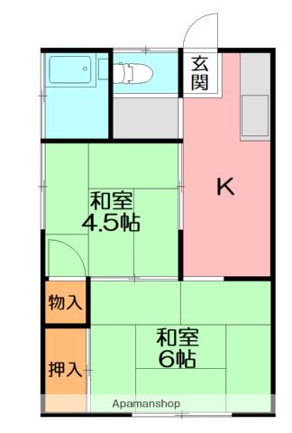 山上アパート(2K/2階)の間取り写真