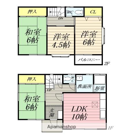東海道本線 平塚駅 バス乗車時間：15分 東橋バス停で下車 徒歩9分 2階建 築34年(4LDK)の間取り写真