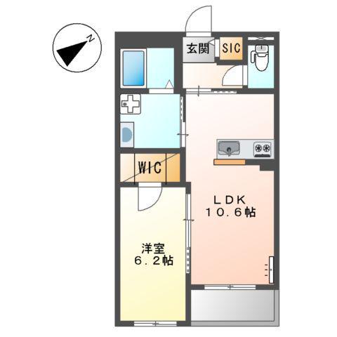 N S ARK(1LDK/3階)の間取り写真