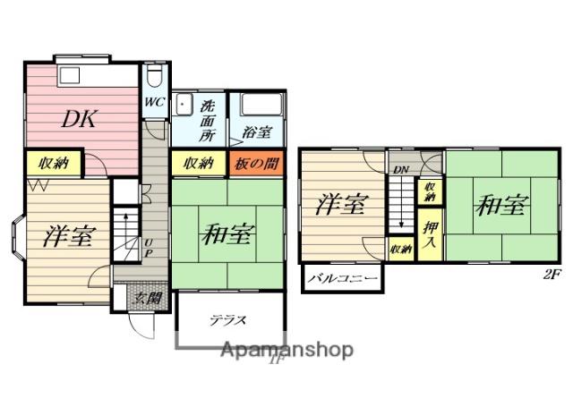 東海道本線 平塚駅 バス乗車時間：18分 長瀬バス停で下車 徒歩5分 2階建 築49年(4DK)の間取り写真