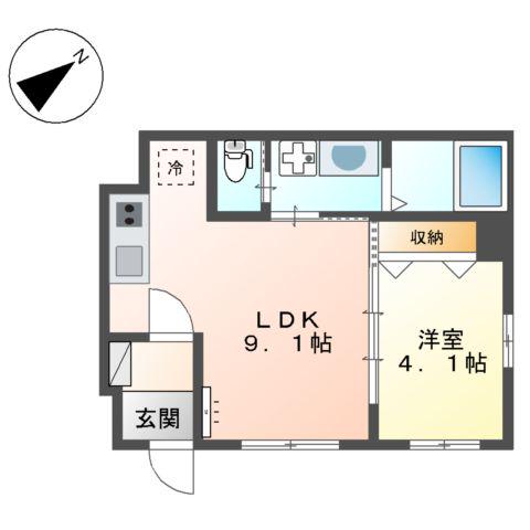 グレイスランドエム(1LDK/1階)の間取り写真