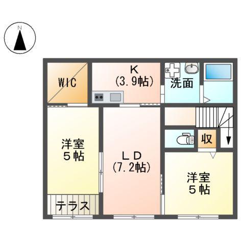 フロレアート大磯(2LDK/2階)の間取り写真