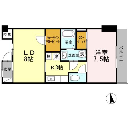 WEAVE(1LDK/2階)の間取り写真