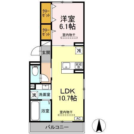 SAME SKY(1LDK/2階)の間取り写真