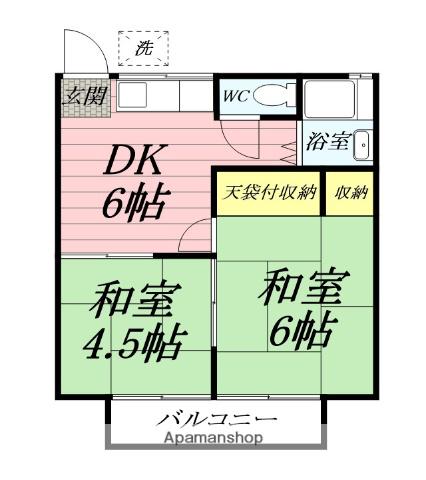 コーポ富士(2DK/2階)の間取り写真