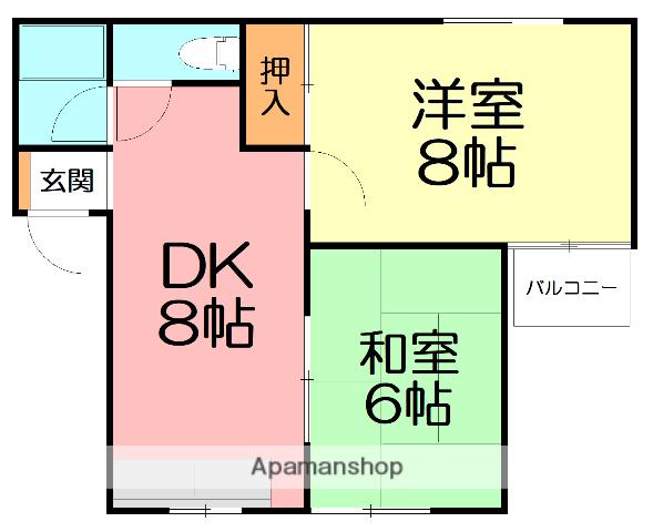 コーポK(2DK/2階)の間取り写真