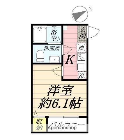 アザーレ・パッシオ本厚木B(1K/2階)の間取り写真