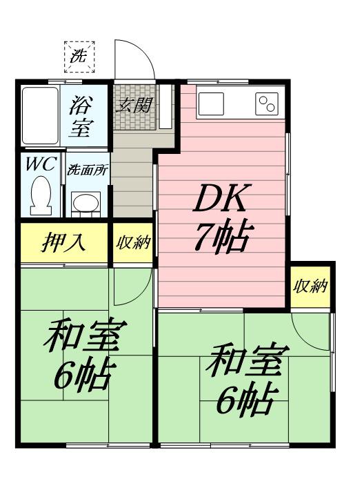 本多アパート(2DK/1階)の間取り写真