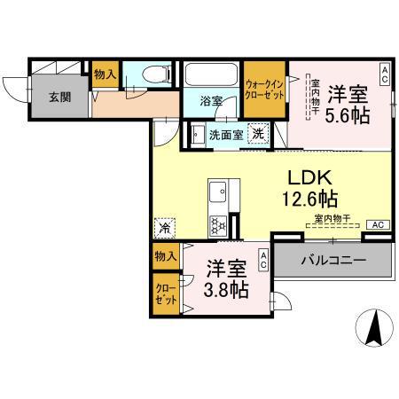 エスペリア中央林間5丁目(2LDK/2階)の間取り写真