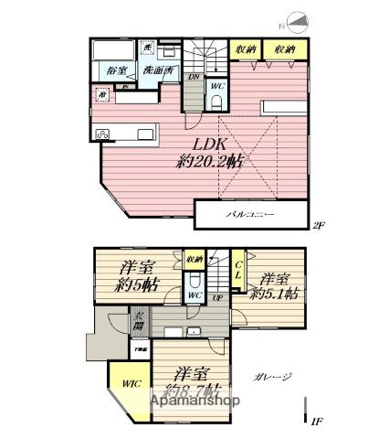 横浜市ブルーライン 湘南台駅 バス乗車時間：11分 御所見中学校前バス停で下車 徒歩3分 2階建 築2年(3LDK)の間取り写真