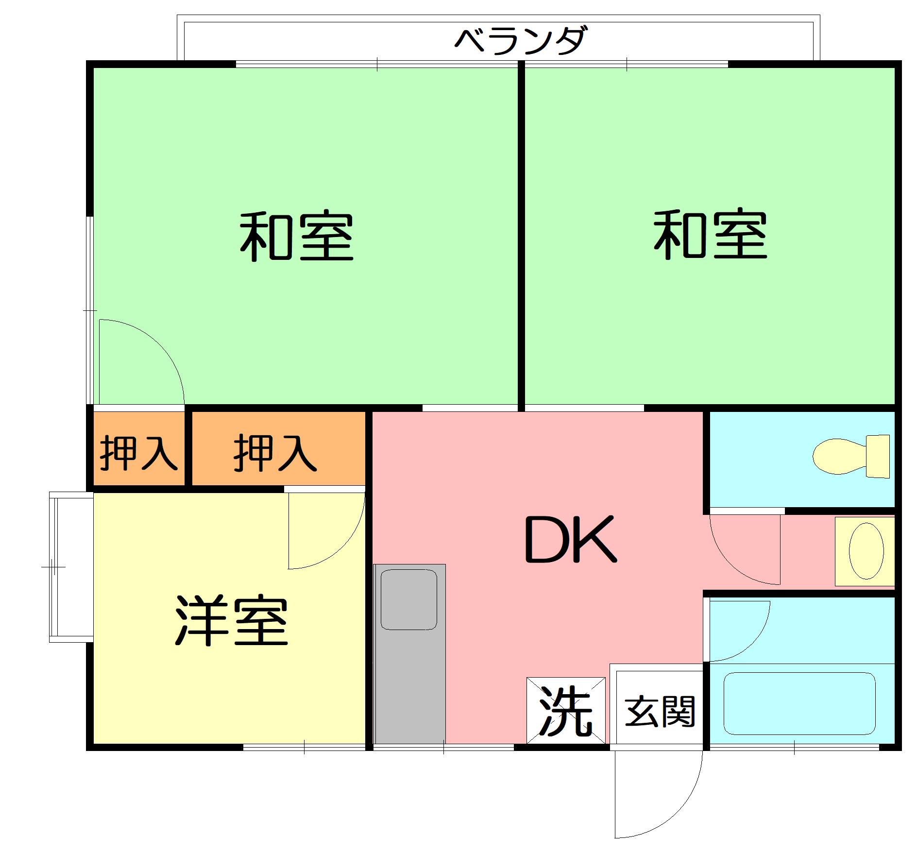 コーポ勇 B(3DK/2階)の間取り写真