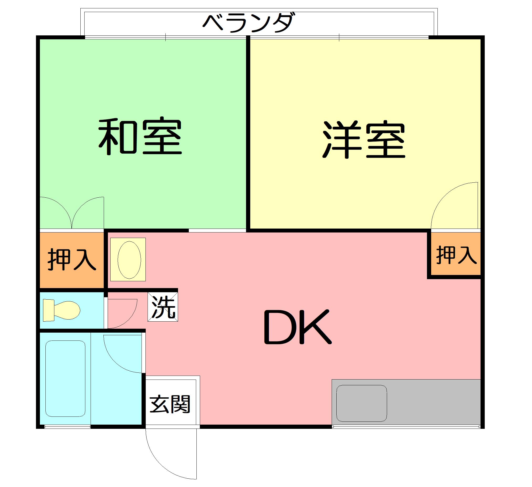 コーポ勇 C(2DK/2階)の間取り写真
