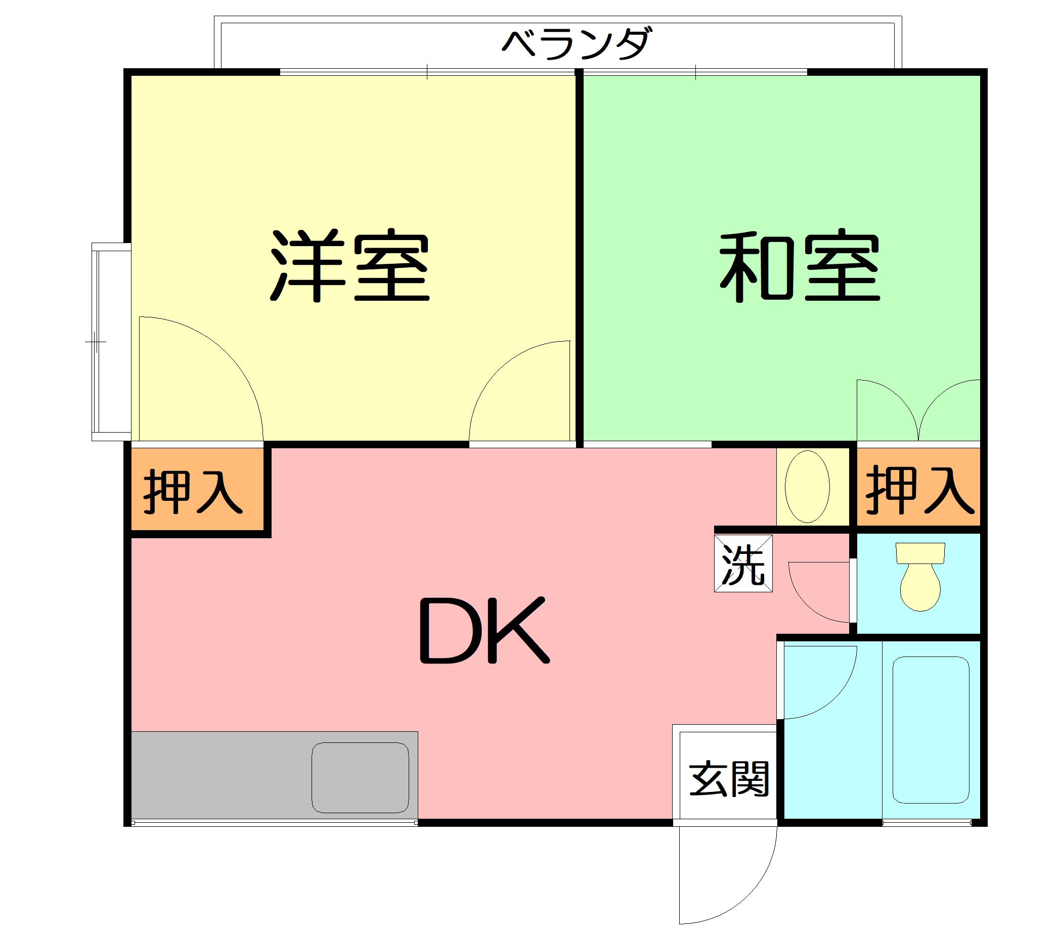 コーポ勇 C(2DK/1階)の間取り写真