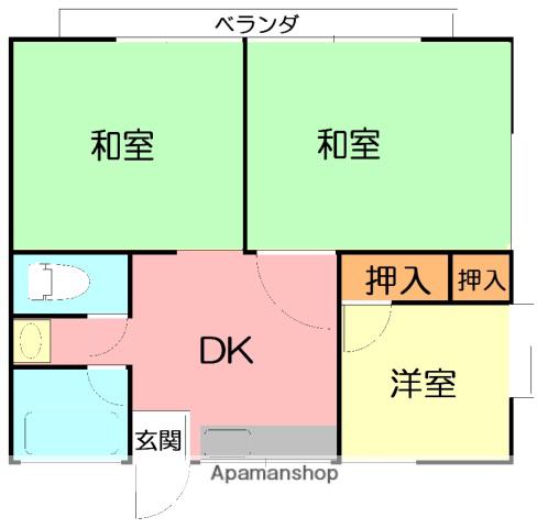 コーポ幸 A(3DK/2階)の間取り写真