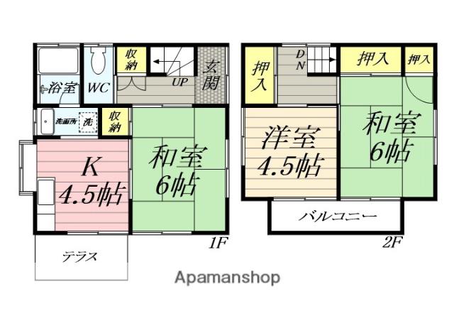 伊豆箱根大雄山線 井細田駅 徒歩9分 2階建 築43年(3K)の間取り写真