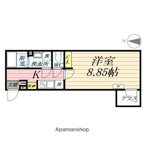 カインドネス愛甲石田ウエスト(1K/1階)の間取り写真