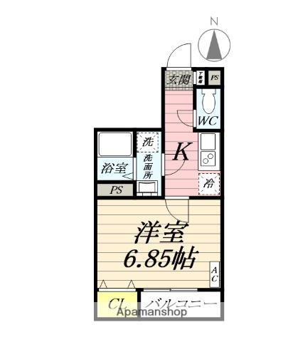 カインドネス愛甲石田ウエスト(1K/3階)の間取り写真