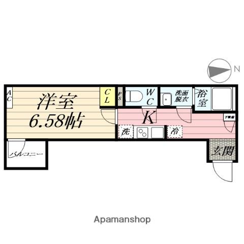 カインドネス本厚木ガーデンⅡ(1K/2階)の間取り写真