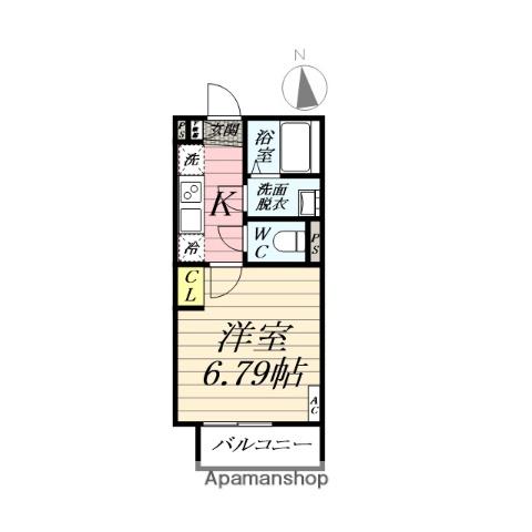 カインドネス本厚木ガーデンⅡ(1K/3階)の間取り写真