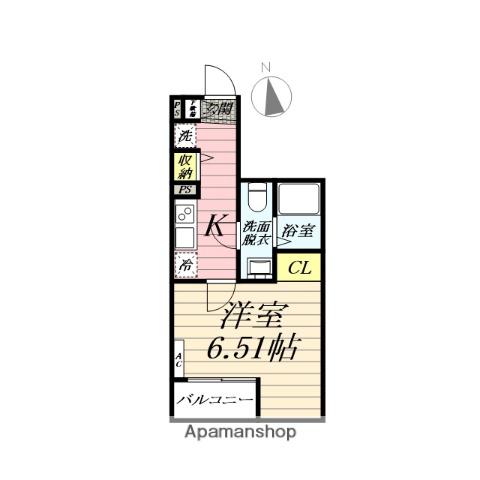 カインドネス本厚木ガーデンⅡ(1K/1階)の間取り写真
