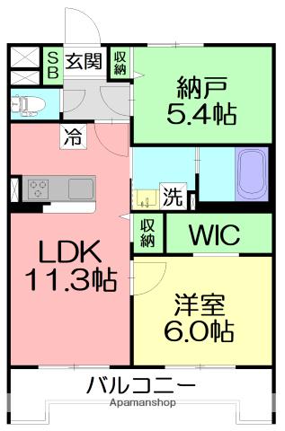 平塚市山下小嶋様計画 B棟(1SLDK/4階)の間取り写真