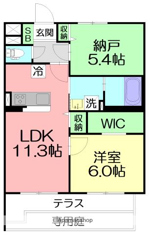 平塚市山下小嶋様計画 B棟(1SLDK/1階)の間取り写真