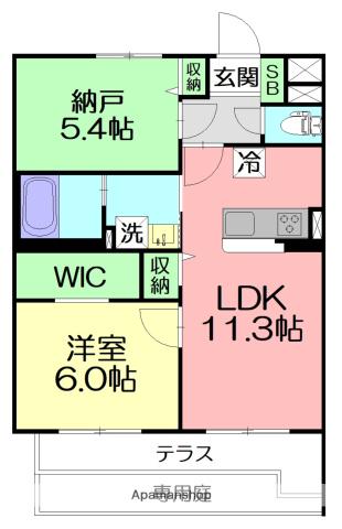 平塚市山下小嶋様計画 B棟(1SLDK/1階)の間取り写真