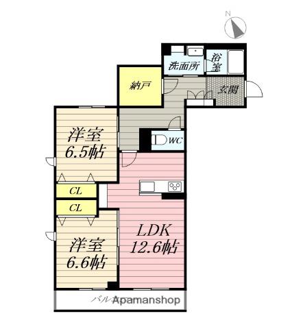 シャーメゾン湘南松が丘Ⅱ(2SLDK/1階)の間取り写真
