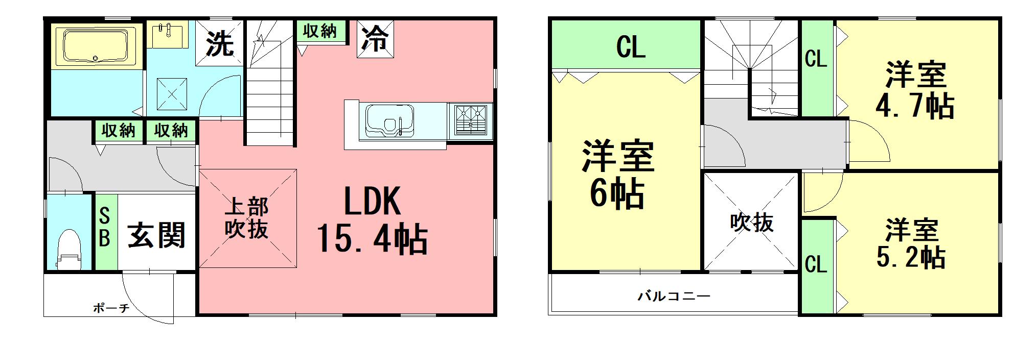 小田急電鉄小田原線 本厚木駅 徒歩22分 2階建 築1年(3LDK)の間取り写真