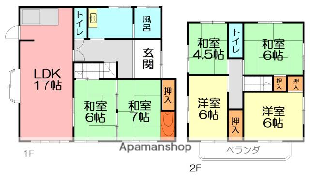 小田急電鉄小田原線 愛甲石田駅 徒歩10分 2階建 築36年(6LDK)の間取り写真