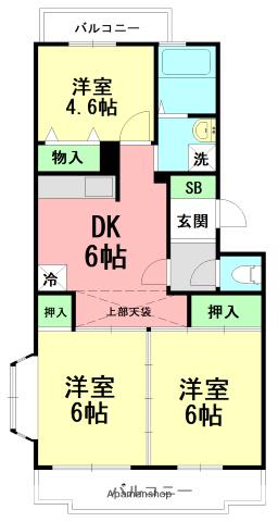 ビューハイツ(3DK/3階)の間取り写真