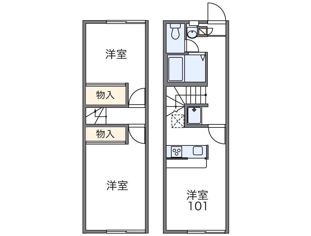 レオパレスボヌール(2DK/1階)の間取り写真