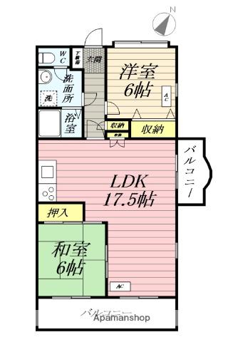 サンプラザ湘南(2LDK/5階)の間取り写真