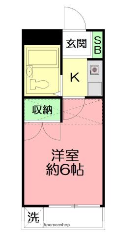 湘南サクラメント(1K/2階)の間取り写真