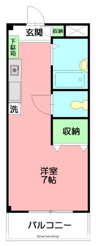 ファーストシティ六会(ワンルーム/2階)の間取り写真