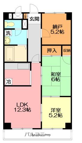 ソシアグリーンオーク(2SLDK/6階)の間取り写真