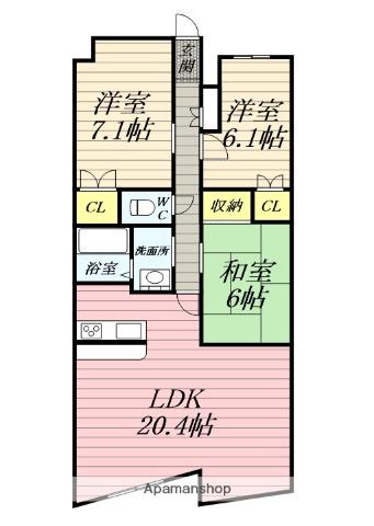 フィールド・サン(3LDK/3階)の間取り写真
