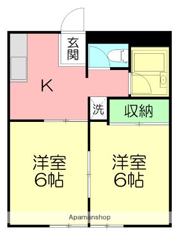 コーポラスエイト(2K/2階)の間取り写真